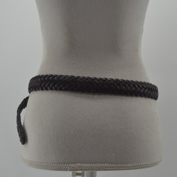 CRL Brown Leather Braided Weaved Men's Belt Silver Size 38 - Picture 10 of 12